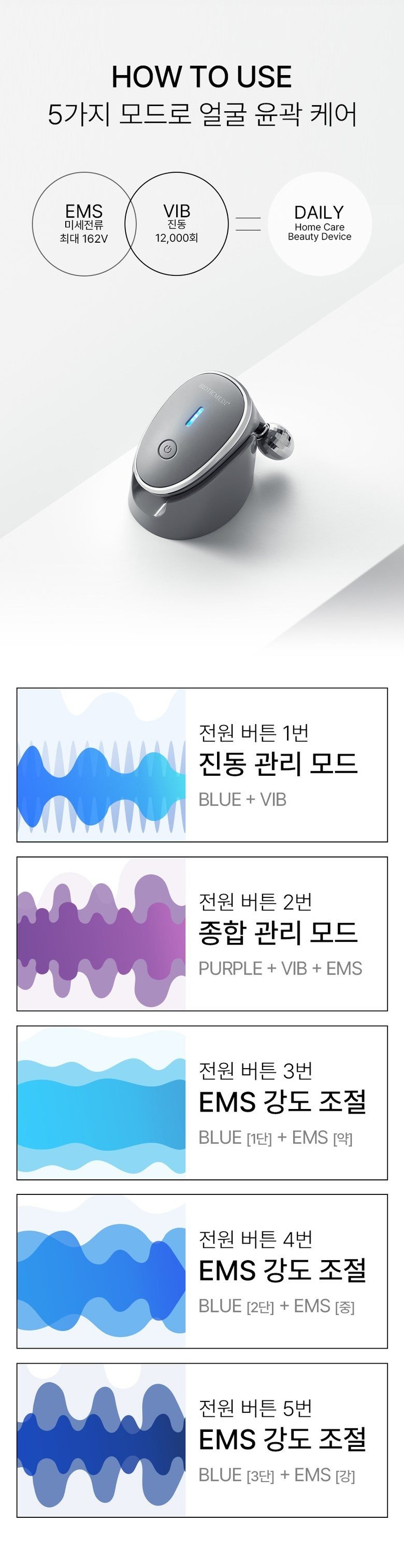 비오틱메디 EMS 마사지기 얼굴 페이스롤러