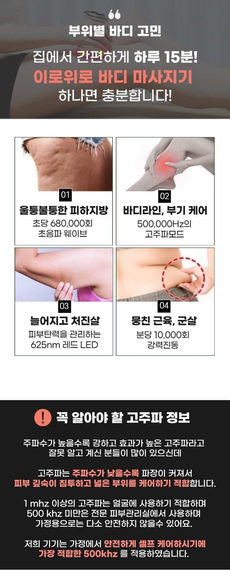 이로위로 바디 고주파 마사지기 온열 갈바닉 초음파 바본관리 가정용고주파기 홈케어 뷰티디바이스