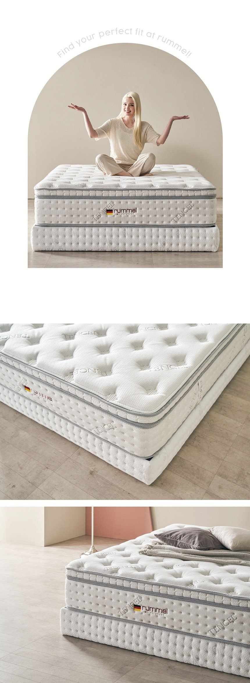 럼멜 R5000 포켓 독립 스프링 침대 매트리스 텐셀 메모리폼 호텔 두께 330mm 방문설치